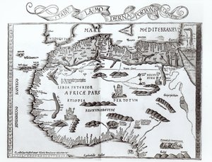 Mapa przedstawiająca Północ Afryki, z Atlasu Ptolemeusza, 1. poł. XVI w.